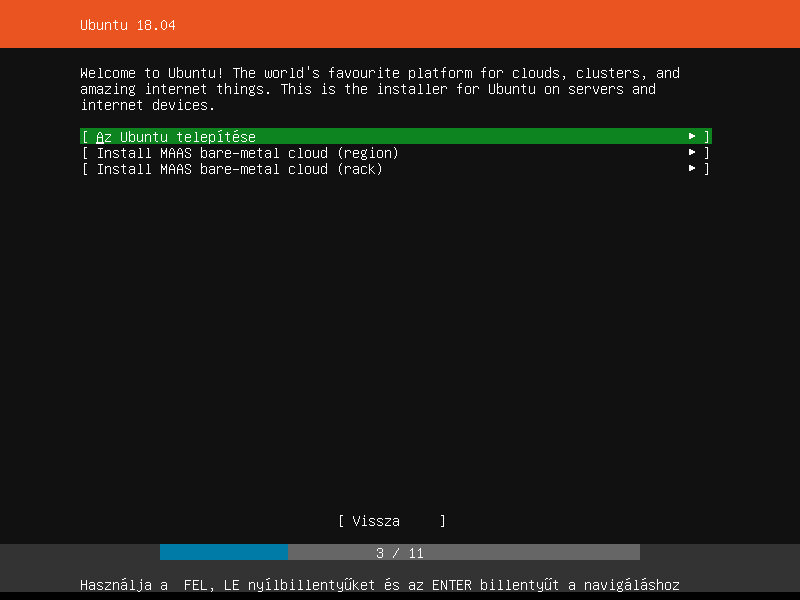 Ubuntu 18.04 LTS (Bionic Beaver) szerver telepítése